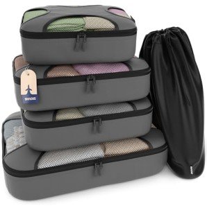 Shacke 5 Set Packing Cubes for Travel - Luggage Organizer Bags - Travel Cube (Dark Grey)