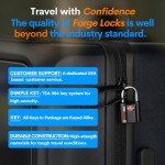 Forge Small Size TSA Approved Luggage Locks: Key Locks for Travel. Ultra Secure Dimple Key Travel Locks Alloy Body Luggage Locks. Black 2 Pack.