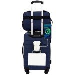 Wrangler Smart Luggage Cup Holder and USB Port, Navy Blue, 2 Piece Set