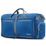 Gonex 100L Large Foldable Travel Duffle Bag with Shoes Compartment, Packable Lightweight Water Repellent Duffel Bag for Camping Gym Weekender Bag Deep blue