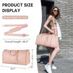 Ytonet Carry On Garment Bag, Large PU Leather Garment Duffle Bag for Women, Waterproof Convertible Garment Bags for Travel with Shoe Pouch, 2 in 1 Hanging Suitcase Dress Suit Travel Bags, Pink