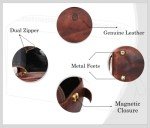 10" Premium Leather Toiletry Travel Pouch With Waterproof Lining | King-Size Handcrafted Vintage Dopp - Kit By Aaron Leather Goods (Dark Brown)