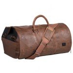 seyfocnia Carry On Garment Bag, Waterproof Mens Garment Bag for Travel Business, Large Leather Duffel Bag with Shoe Compartment -Brown