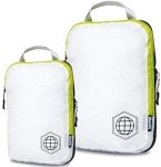 TRIPPED Travel Gear Compression Packing Cubes for Travel - Luggage and Backpack Organizer Packaging Cubes for Clothes (White and Green, 2 Piece Set)