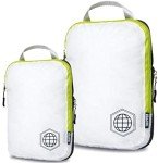 TRIPPED Travel Gear Compression Packing Cubes for Travel - Luggage and Backpack Organizer Packaging Cubes for Clothes (White and Green, 2 Piece Set)