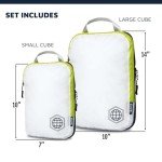 TRIPPED Travel Gear Compression Packing Cubes for Travel - Luggage and Backpack Organizer Packaging Cubes for Clothes (White and Green, 2 Piece Set)