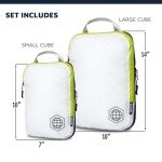 TRIPPED Travel Gear Compression Packing Cubes for Travel - Luggage and Backpack Organizer Packaging Cubes for Clothes (White and Green, 2 Piece Set)