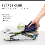 TRIPPED Travel Gear Compression Packing Cubes for Travel - Luggage and Backpack Organizer Packaging Cubes for Clothes (White and Green, 2 Piece Set)