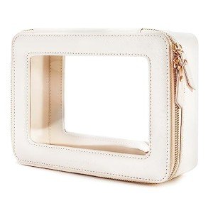 Aveniee Clear Makeup Bag Organizer, Travel Cosmetic Case Skincare Toiletry Bag for Women, Portable Make Up Pouch Car Organizer Bag with Zippers for Essentials(White)