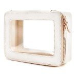 Aveniee Clear Makeup Bag Organizer, Travel Cosmetic Case Skincare Toiletry Bag for Women, Portable Make Up Pouch Car Organizer Bag with Zippers for Essentials(White)
