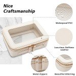 Aveniee Clear Makeup Bag Organizer, Travel Cosmetic Case Skincare Toiletry Bag for Women, Portable Make Up Pouch Car Organizer Bag with Zippers for Essentials(White)