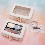 Aveniee Clear Makeup Bag Organizer, Travel Cosmetic Case Skincare Toiletry Bag for Women, Portable Make Up Pouch Car Organizer Bag with Zippers for Essentials(White)