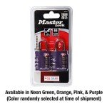 Master Lock 4684T Set Your Own Combination TSA Approved Luggage Lock, 1-3/8 in. Wide, Colors May Vary, 2 Count
