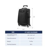 Travelpro Maxlite 5 Softside Expandable Carry on Luggage with 4 Spinner Wheels, Lightweight Suitcase, Men and Women, Black, Carry On 21-Inch