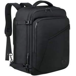 MATEIN 45L Travel Backpack, Large Carry on Backpack for Men Women, Water Resistant Lightweight Expandable Daypack, Business Weekender Backpacks, Gifts for People who Travel, Black