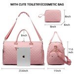 Duffle Bag for Travel, Weekender Bag with Shoe Compartment, Carry On Overnight Bag for Women with Toiletry Bag, 50L Gym Bag with Wet Pocket, Hospital Bags for Labor and Delivery Pink