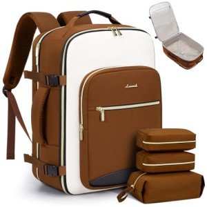 LOVEVOOK 40L Travel Backpack for Women & Men, Large Carry on Backpack for Airplanes with 3 Packing Cubes, TSA Personal Item Travel Bag fits 17" Laptop, Waterproof Travel Essentials Airline Approved