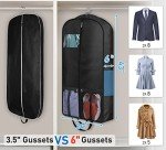 MISSLO 43" Heavy Duty Garment Bags for Travel 6" Gusseted Suit Bags for Closet Storage 4 Handles Hanging Clothes Bag with Pocket Mens Suit Cover for Shirts, Coats, Dresses