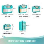 Veken 6 Set Packing Cubes for Suitcases, Travel Essentials for Carry on Luggage, Suitcase Organizer Bags Set for Travel Accessories in 4 Sizes(Extra Large, Large, Medium, Small)，Cyan