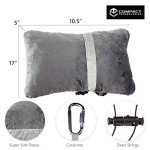 Compact Travel Pillow Made with Shredded Memory Foam and Super Soft Fleece Fabric for Ultimate Comfort in Travel. Patented Design Rolls and Compacts Small for Travel. (Grey)