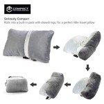 Compact Travel Pillow Made with Shredded Memory Foam and Super Soft Fleece Fabric for Ultimate Comfort in Travel. Patented Design Rolls and Compacts Small for Travel. (Grey)