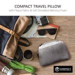Compact Travel Pillow Made with Shredded Memory Foam and Super Soft Fleece Fabric for Ultimate Comfort in Travel. Patented Design Rolls and Compacts Small for Travel. (Grey)