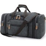 Gonex Canvas Duffle Bag for Travel 50L Expandable Duffel Weekend Overnight Bag men (Dark Gray)
