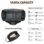 S-ZONE Carry On Garment Bag for Travel Convertible Garment Duffle Bag Suit Bags for Men Women Travel 2 in 1 Hanging Suitcase Business Travel Bag with Toiletry Bag, Black, 50l