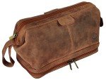 Leather Toiletry Bag for Men - Travel Gift Shaving Dopp Kit - Bathroom Shower Organizer - Cosmetic Makeup Bag for Women