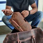 Leather Toiletry Bag for Men - Travel Gift Shaving Dopp Kit - Bathroom Shower Organizer - Cosmetic Makeup Bag for Women