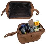 Leather Toiletry Bag for Men - Travel Gift Shaving Dopp Kit - Bathroom Shower Organizer - Cosmetic Makeup Bag for Women