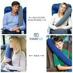 TRAVELREST Ultimate Travel Pillow & Body Pillow - Headrest, Auto, Bus, Train, Office Napping, Camping, Wheelchairs, Comfort and Support, Rolls Up, Straps to Airplane Seat & Car - Blue