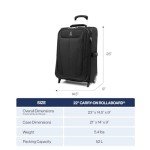 Travelpro Maxlite 5 Softside Expandable Upright 2 Wheel Carry on Luggage, Lightweight Suitcase, Men and Women, Black, Carry On 22-Inch