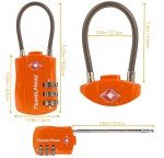 TSA Approved Travel Combination Cable Luggage Locks for Suitcases & Backpacks - 1 Pack of Orange TSA Lock