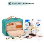 COOSKY Travel Hanging Toiletry Bag for Women, Cruise Ship Essentials, with Jewelry Organizer, Extra Large Makeup Dopp Kit, Waterproof Cosmetic Bags, Toiletries Kit Set with Trolley Belt, Blue