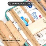 COOSKY Travel Hanging Toiletry Bag for Women, Cruise Ship Essentials, with Jewelry Organizer, Extra Large Makeup Dopp Kit, Waterproof Cosmetic Bags, Toiletries Kit Set with Trolley Belt, Blue