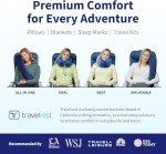 TRAVELREST Nest Memory Foam Travel Neck Pillow, Advanced Support for Long Flights, Patented Design, Optimal Relaxation, Compact, Ergonomic, and Washable, On-The-Go, Attaches to Luggage - Blue