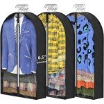 MONOMARK 6.5" Gussetes Garment Bags for Hanging Clothes Storage, 40" Clothing Bags with Zipper Protecting Coat Sweater Jacket Shirts Dress,3 Packs