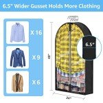 MONOMARK 6.5" Gussetes Garment Bags for Hanging Clothes Storage, 40" Clothing Bags with Zipper Protecting Coat Sweater Jacket Shirts Dress,3 Packs