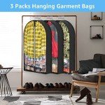 MONOMARK 6.5" Gussetes Garment Bags for Hanging Clothes Storage, 40" Clothing Bags with Zipper Protecting Coat Sweater Jacket Shirts Dress,3 Packs