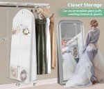 MISSLO Portable 70" Wedding Dress Garment Bag with Bride Tote Bag 8'' Gusseted Dress Bags for Gowns Long 4 Pockets Dress Cover for Women, White