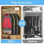 MONOMARK 6.5" Gussetes Garment Bags for Hanging Clothes Storage, 40" Clothing Bags with Zipper Protecting Coat Sweater Jacket Shirts Dress,3 Packs