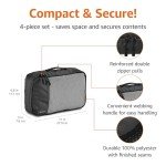 Amazon Basics Lightweight Packing Cubes for Travel, 4 Piece Set With Double Zipper Pulls and Mesh Top Panel, 100% Durable Polyester, Small, Black
