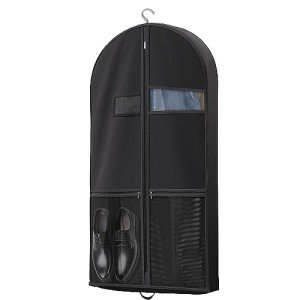 Lazebox 43" Travel Garment Bag with Accessories Zipper Pocket, Heavy Duty Suit Bag for Suits, Tuxedos, Dresses, Coats, Black, 1 pack