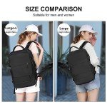 coowoz Large Travel Backpack For Women Men,Carry On Backpack Flight Approved,Hiking Backpack Waterproof Outdoor Sports Rucksack Casual Daypack Fit 15.6 Inch Laptop Shoes Compartment (Black)