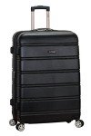 Rockland Melbourne Hardside Expandable Luggage with Spinner Wheels, Black, Checked Large 28"