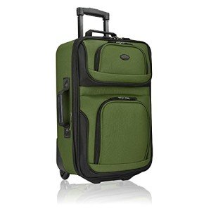 U.S. Traveler Lightweight Softside Suitcase, Rolling 20" Carry On Luggage, Green, 2 Wheel-1 Piece