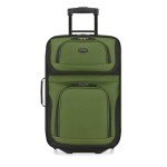 U.S. Traveler Lightweight Softside Suitcase, Rolling 20" Carry On Luggage, Green, 2 Wheel-1 Piece