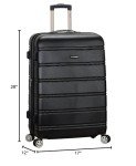 Rockland Melbourne Hardside Expandable Luggage with Spinner Wheels, Black, Checked Large 28"