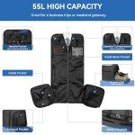 Garment Duffle Bags for Travel, Bukere Convertible Carry on Garment Duffel Bag for Men Women, Shoe Compartment, 2 in 1 Hanging Dress Suitcase Suit Travel Bags, Midnight Grey